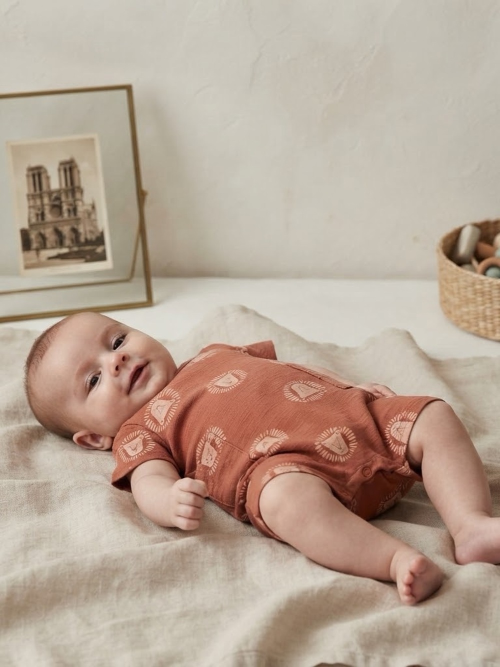 Carter's Just One You Brown Printed Lion Head Short Sleeve Romper